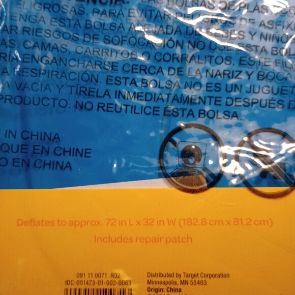 Sun Squad Inflatable Pool Lounge Float with Built In Pillow 5' 7 1/2" Aqua Blue - Picture 7 of 8